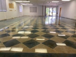 Polished Concrete Showroom Diamond Design Metallic Floor - Bentonville, Arkansas